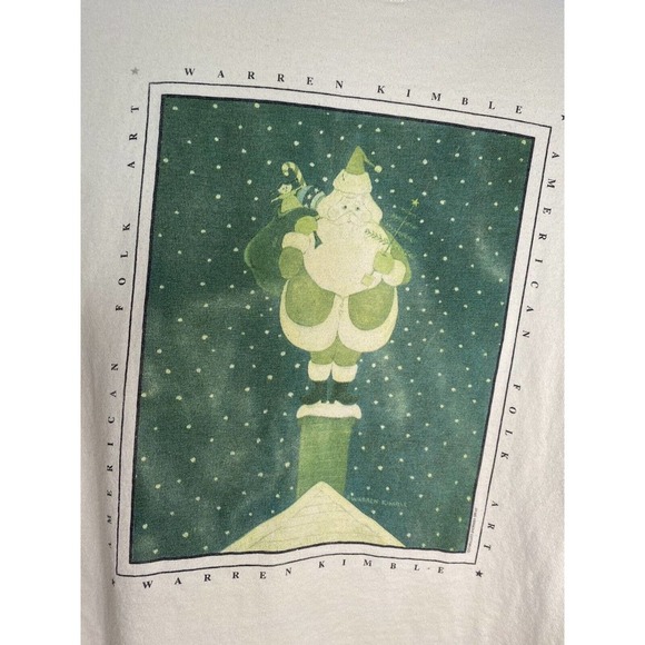 1995‎ Vermont Cotton Co. T-shirt Christmas Santa On Chimney W/ Presents Adult XL - Picture 2 of 6